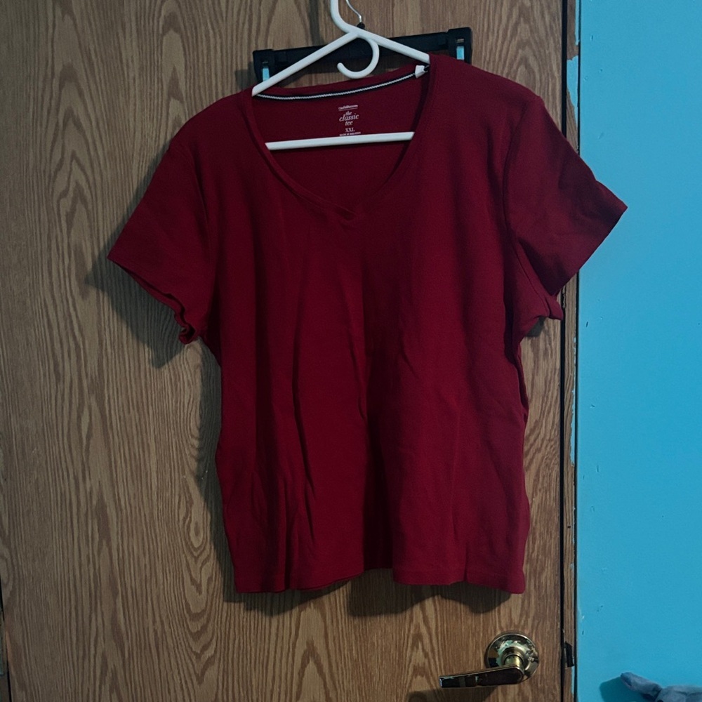 Croft & Barrow Rich Red V-Neck Tee